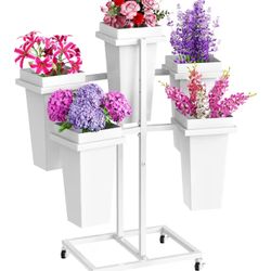 New : Flower Stand  With 5 Buckets : Assembled  / 13” Deep Buckets 