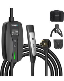 Level 2 EV Charger for Tesla, 32Amp 240V 7.68kW NACS EV Chargers, NEMA 14-50 Plug, Adjustable Current, Timing Delay 25FT Portable Electric Car Charger