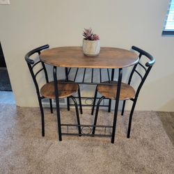 For Sale: Brand New 3-Piece Dining Set – $60  Upgrade your dining area with this stylish and space-saving set! Includes: 	•	1 round table (31.5” W x 1