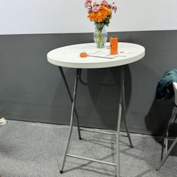 32" 2.6-Foot Round 43" Bar Height White Granite Folding Table Portable Commercial Banquet Card Plastic Dining for Weddy Party Event Kitchen Outdoor 