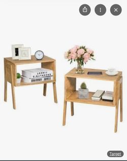 Bamboo Nightstands Set of Two Side Tables - Brand New