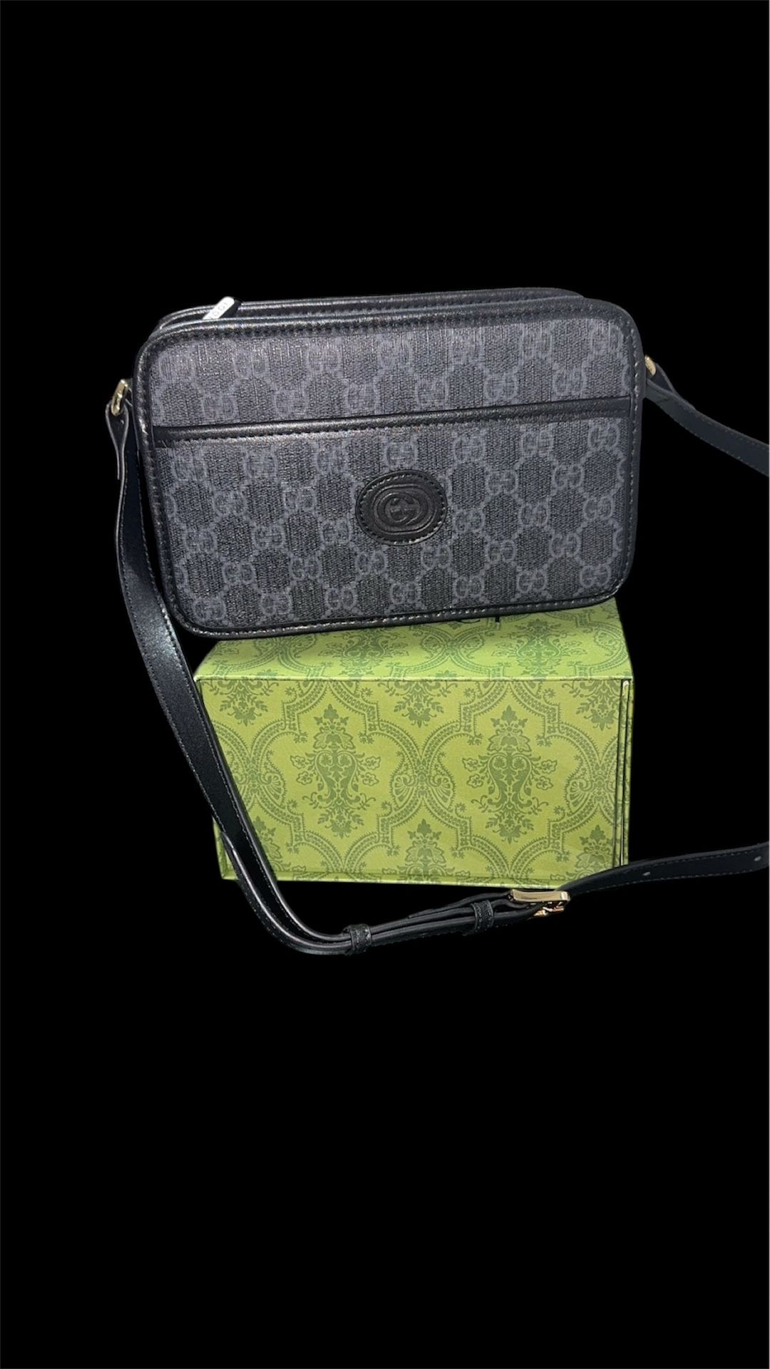 Black GG Supreme Interlocking GG Crossbody