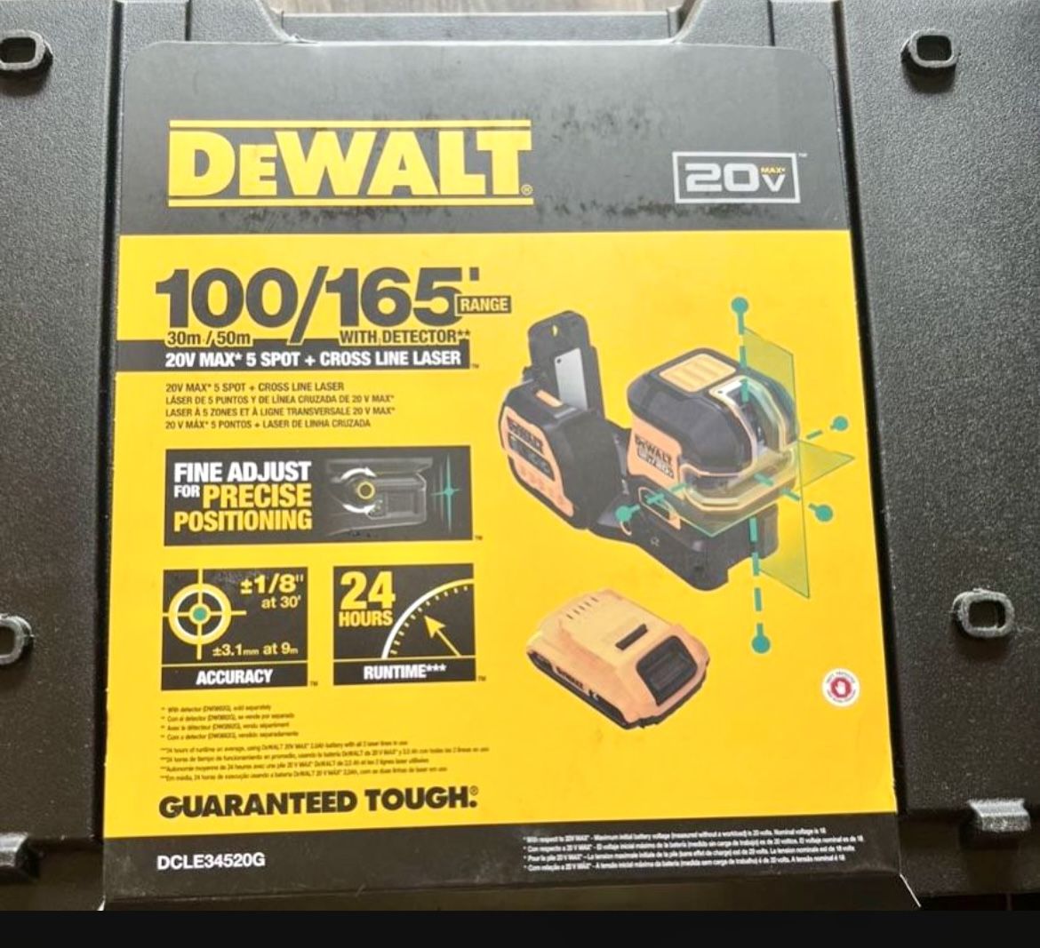 DEWALT 20V Max Cordless Lithium-Ion Green Cross-Line Laser Level Kit, (1) 2.0Ah Battery, Charger, and TSTAK Case