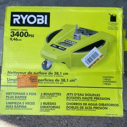 15 in. 3400 PSI Gas Pressure Washer Surface Cleaner with Caster Wheels