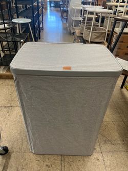 SONGMICS 170L Laundry Hamper Basket w/ 2 Compartments & Lid - Dove Gray
