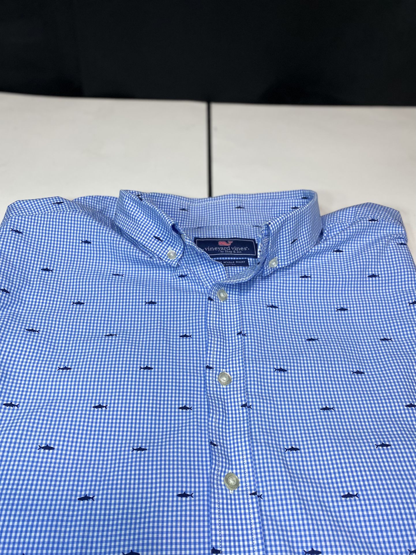 Vineyard Vines Men's Size L Sharks Slim Fit Murray Button Down Dress Shirt