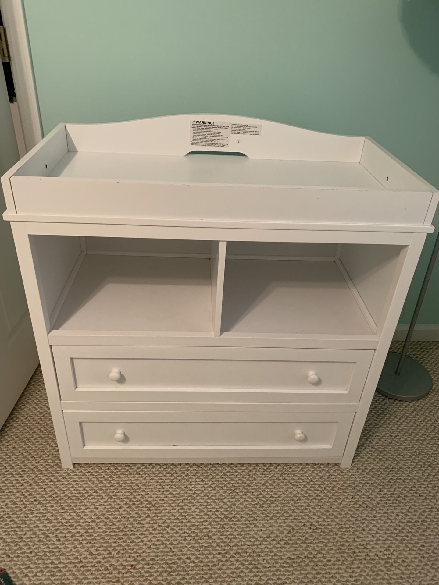 White changing table dresser