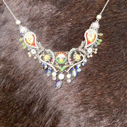 Ayala Bar Necklace - Multicolored Collar Choker- Adjustable Statement Jewelry