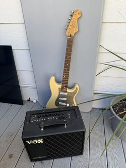 Fender Stratocaster and Vox amp