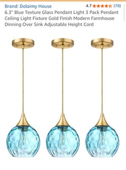 DOLAIMY HOUSE blue texture glass pendants 3 pk