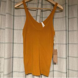 Mustard yellow ribbed tank top