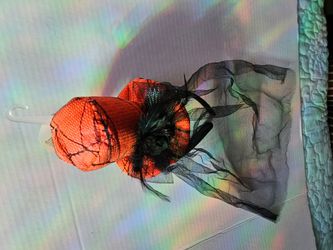 Halloween Mini Top Hat with Veil and Feathers