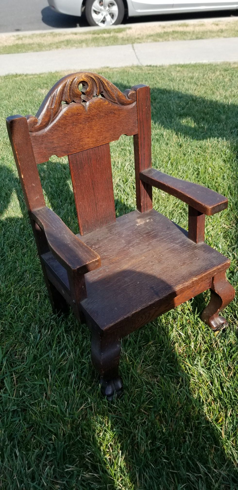 Old vintage antique 1930s oak doll chair great condition
