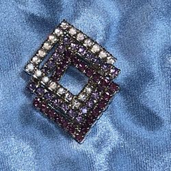 I-25. Unsigned Vintage Pink, Lavender and Purple Rhinestones. 