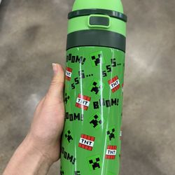 NWT Licensed  Minecraft TNT & Creeper Print stainless steel Water Bottle