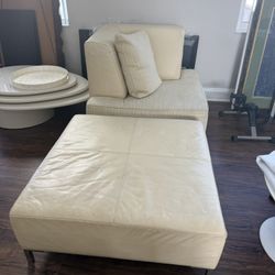 Custom Chair And Leather Ottoman 