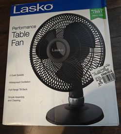 Lasko Table Fan 12" Oscillating, 3 speed, New