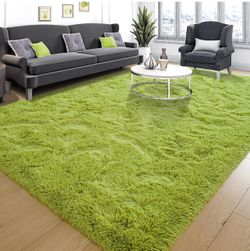 Green 6x9 Fluffy Area Rug