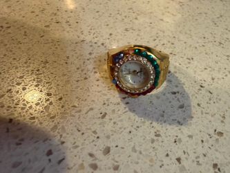 Vintage Iridescent Digits gold tone  Watch Ring