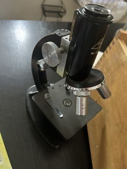 Vintage Microscope With Heavy Wood Case