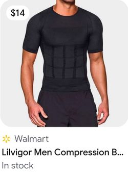 Lilvigor Men's Black Compression Body Shaper Shirt