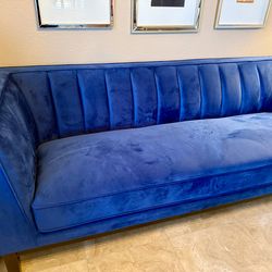 Beautiful Blue Velvet Sofa