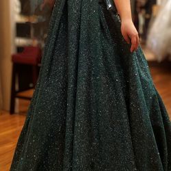 Emerald dark green ball gown