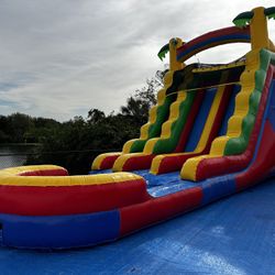 NEW 18ft Dual Lane Water Slide W/ Pool & Blower For Sale