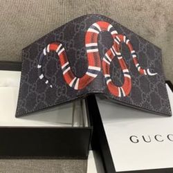 Men’s Gucci Wallet Black Monogram Snake GG Wallet Authentic 
