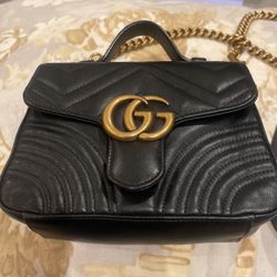 Gucci Mini Marmont Top Handle Cross Body Bag