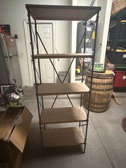 Industrial Metal and Wood 5-Tier Bookshelf