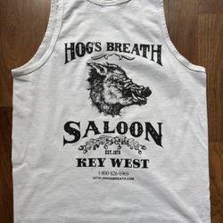 HOGS BREATH SALOON Tank Top White SML Key West Florida Better than No Breath VTG