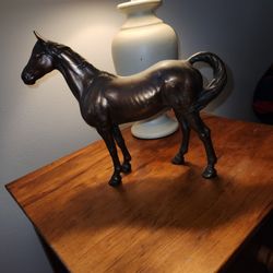 Antique Hubley Heavy Black Stallion - Cast Iron Horse Statue / Figurine - Doorstop