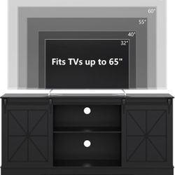Farmhouse TV Stand for 65/60/55 Inch Tvs, Rustic Entertainment Center with Storage Cabinets & Sliding Barn Doors, Modern Media Console Table, Wood Tel