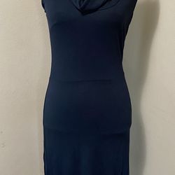 ANN TAYLOR LOFT Black Sleeveless A-line Shift Dress Jersey Cowl Neck Career sz 0  Great used condition. 89% rayon, 9% nylon, 2% spandex Measures: 15" 