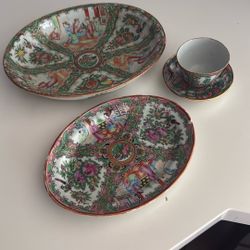 Asian Antique China Plate Tea Set 