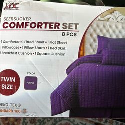 New 8 Piece Twin Bedding Set - Purple