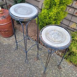 Set Of 2 Vintage Plant Stands 