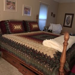 Cal King Solid Oak Bed 