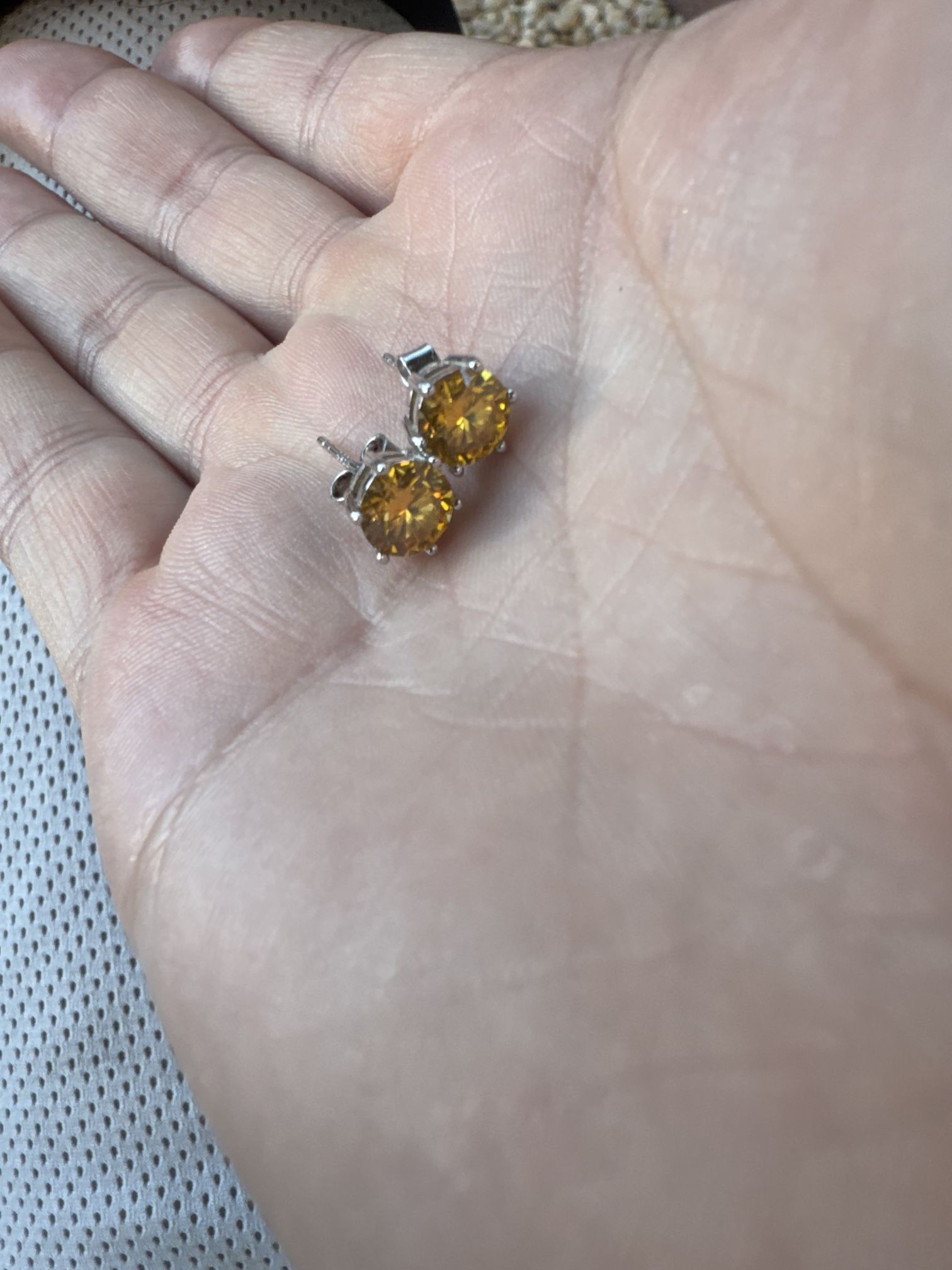 Sterling Silver Yellow Diamond Earrings