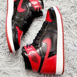 Size 8 Women's Nike Air Jordan Retro 1 High OG Patent Bred 555088-063.