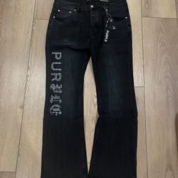 Purple Brand flared fit black jeans