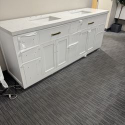 84” Bathroom Vanity In White