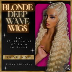 Blonde Frontal Deep Wave Wig 24” 