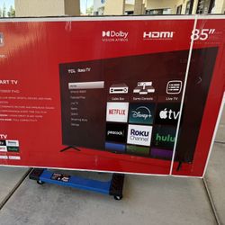85 TV TCL smart 4K HDTV $55 down on financing free delivery six month warranty