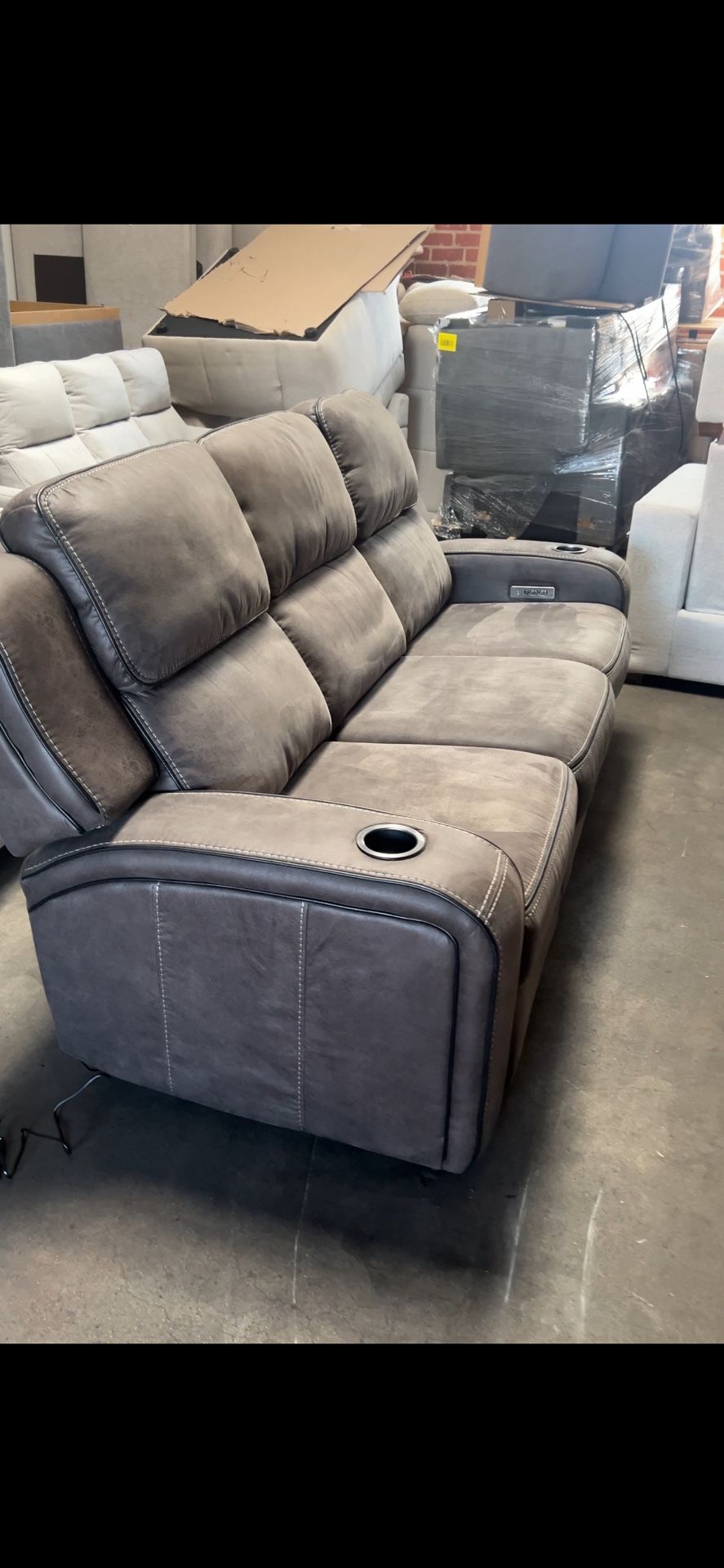 Matteus Fabric Power Reclining Sofa with Drop Down Table