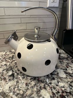 Kate Spade Black & White Polka Dot Tea Kettle by Lenox