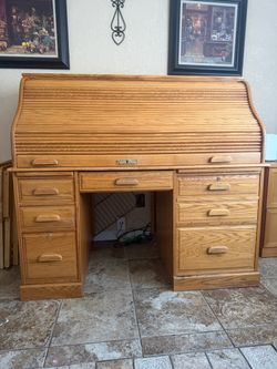 Oak roll top desk