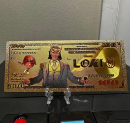 24k Gold Foil Plated Loki Marvel Banknote