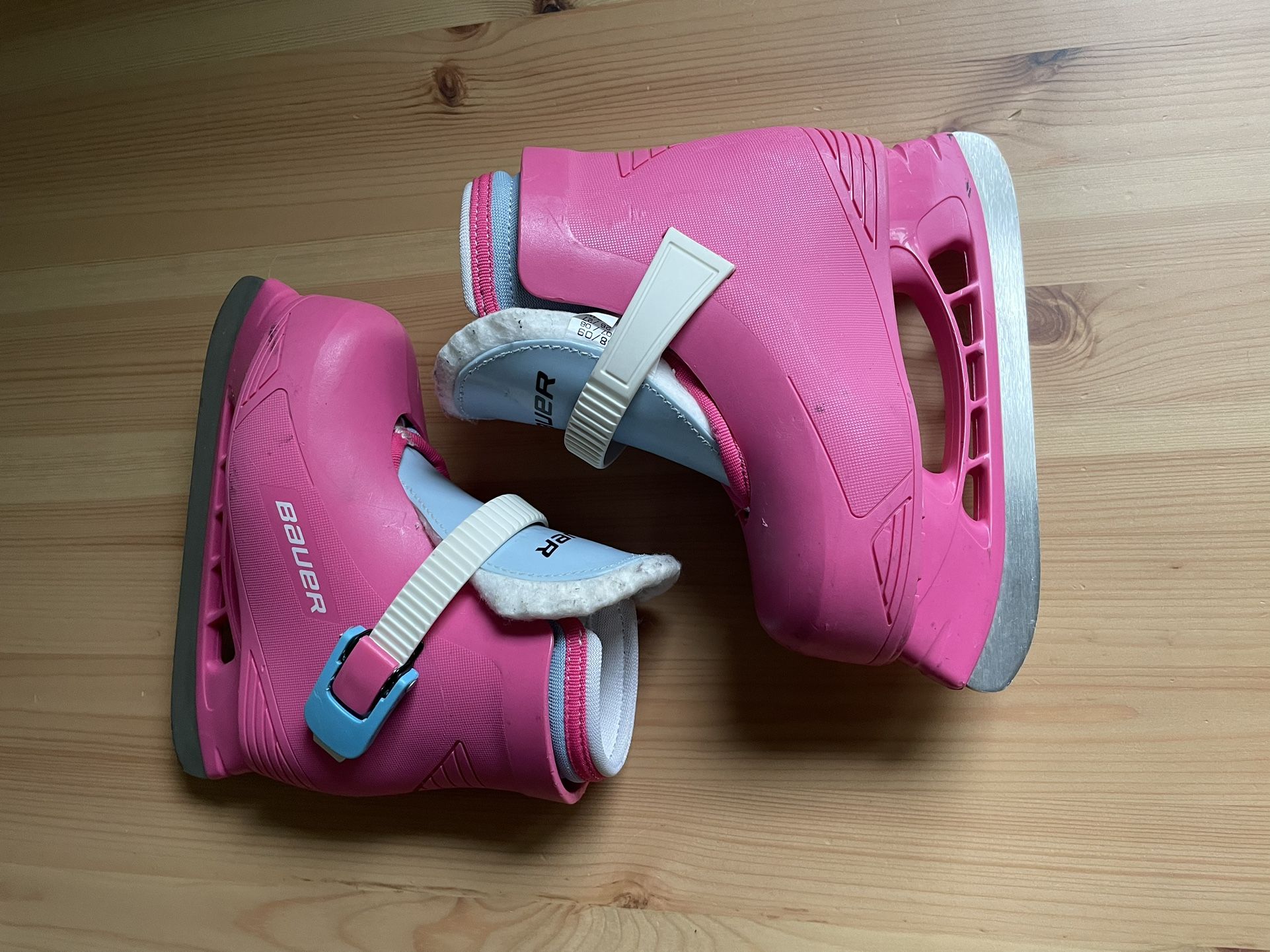 BAUER LIL CHAMP Angel ICE HOCKEY SKATES Little Kids Youth Size 8/9 Easy On